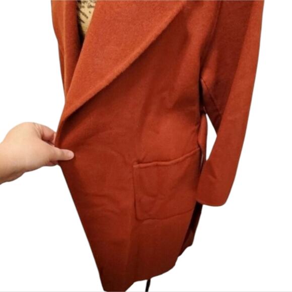 Michael Kors‎ Women's Orange Wool Blend Belted Wrap Coat Size M - Picture 3 of 8